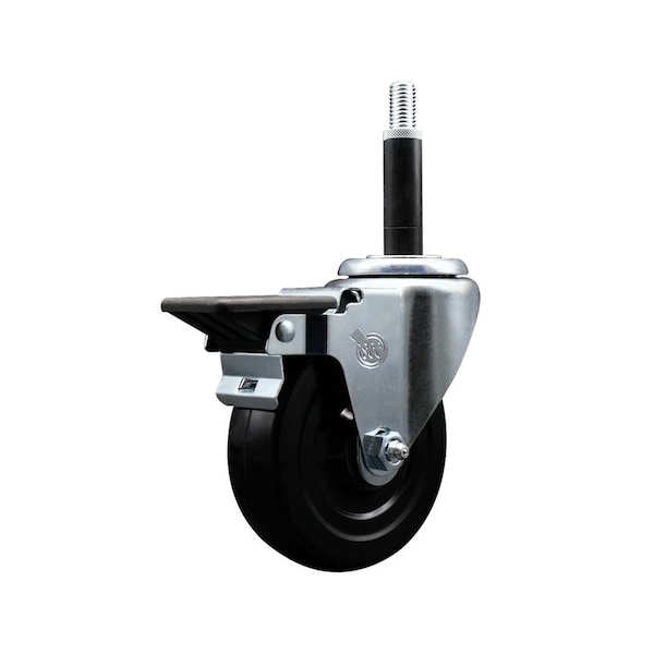 4'' Hard Rubber Swivel 3/4'' Expanding Stem Caster with Brake